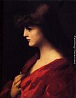Jean-jacques Henner Famous Paintings - Study Of A Woman In Red